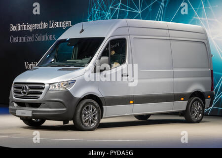 HANNOVER, GERMANY - SEP 27, 2018: New 2019 Mercedes-Benz Sprinter van showcased at the Hannover IAA Commercial Vehicles Motor Show. Stock Photo