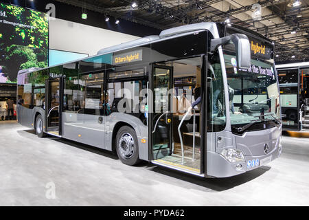 HANNOVER, GERMANY - SEP 27, 2018: New Mercedes-Benz Citaro Hybrid bus showcased at the Hannover IAA Commercial Vehicles Motor Show. Stock Photo