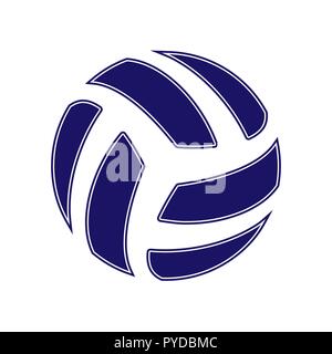 Blue abstract volleyball symbol isolated on white background Stock Vector