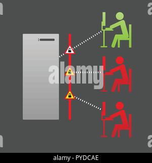 Network Computer Security, Piracy and Protection Firewall Vector Illustration Stock Vector