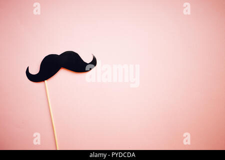 Paper Mustache on pink background, Prostate cancer awareness , Men health awareness month, copy space Stock Photo