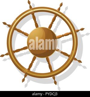 Sailing ship helm vector icon over white background Stock Vector