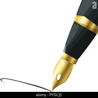 Singing vector icon with golden fountain pen Stock Vector
