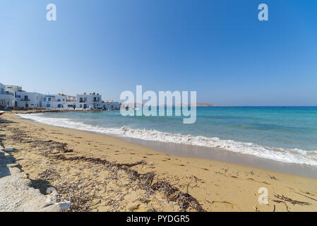 Naoussa village and beach - Aegean Sea - Paros Cyclades island - Greece Stock Photo