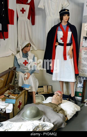 Red Cross Nurses at the We'll Meet Again WW2 Museum, Freiston, Freiston Shore, Lincolnshire, England, UK Stock Photo