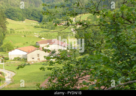 Basque Country tradicional house in Oma,  landscape Stock Photo