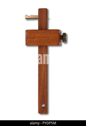 An isolated shot of a precision carpentry marking gauge, on a white backdrop Stock Photo