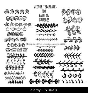 Vector brushes templates set. Make a brush with this template. Hand drawn vector elements for frames and decoration. Stock Vector