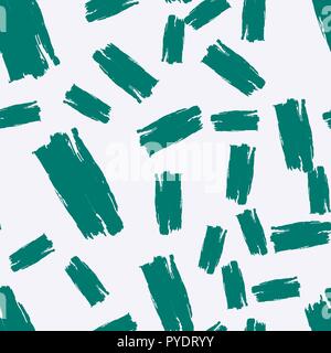 Seamless Watercolor Painting With Green Brushstrokes on white background, endless pattern for wrapping paper Stock Vector