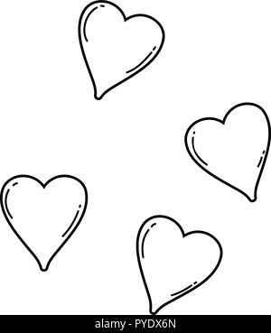 Hearts cute cartoons in black and white Stock Vector