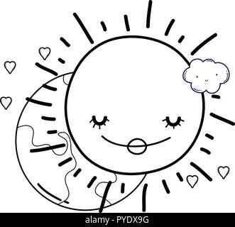 Moon and sun cartoons in black and white Stock Vector Image & Art - Alamy