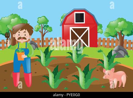 clipart farmer planting