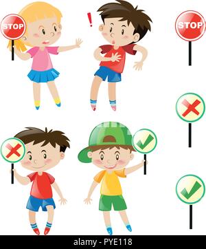 Kids with different signs illustration Stock Vector