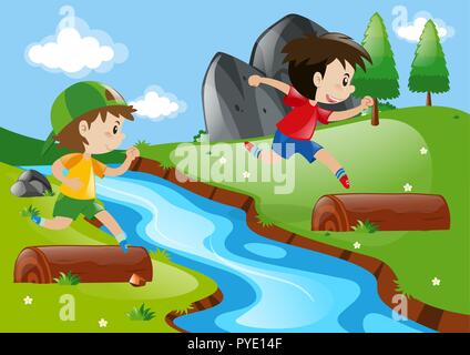 Illustration of simple kids running Stock Vector Image &amp; Art - Alamy