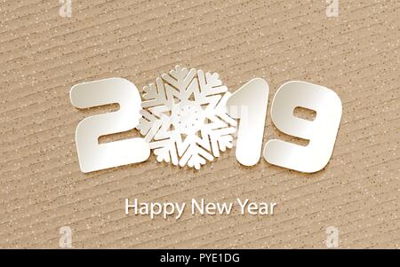 Vector Happy New Year 2019 background with paper cuttings Stock Vector