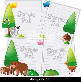 Paper template with wild animals in garden illustration Stock Vector ...