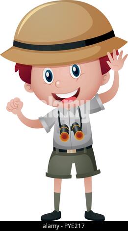 Boy in safari outfit illustration Stock Vector