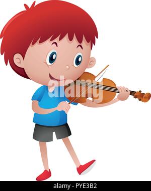 Little boy playing violin illustration Stock Vector