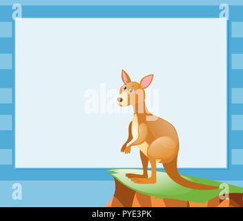 Border template with kangaroo on the cliff illustration Stock Vector