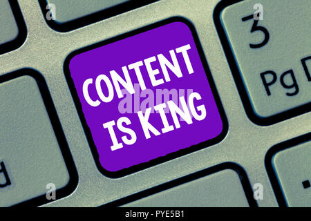 Handwriting text writing Content Is King. Concept meaning Content is the heart of today s marketing strategies. Stock Photo