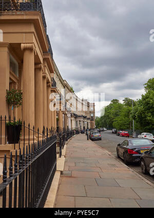 The Grand Houses of Claremont terrace at Kelvingrove in Glasgow, Scotland UK on a Cloudy Summers Afternoon. Stock Photo