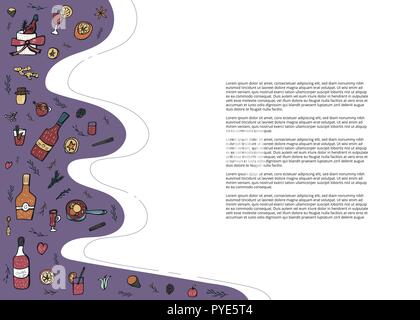 Vector template of mulled wine elements and objects. Card composition in doodle style. Stock Vector