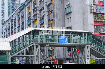 street scene, footbridge for pedestrians, Macau, China Stock Photo