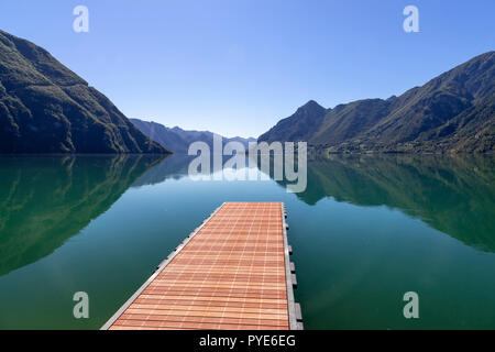 Jetty at Lake Idro in the mountains of northern Italy Stock Photo