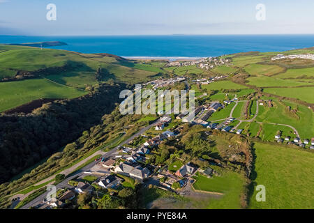 Aerial view over Woolacombe, North Devon, England Stock Photo