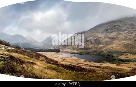 The mountains and moorland of Glen Etive in the Scottish Highlands near Glencoe Stock Photo