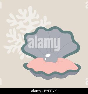 pearl in a shell vector illustration Stock Vector