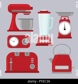 Vector set of household appliances design flat icons Stock Vector
