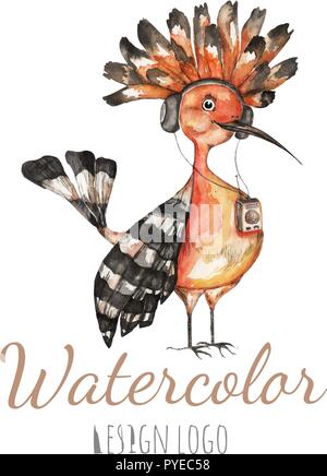 Beautiful watercolor illustration for your own design, web, cards. Concept for children print. Can be printed on T-shirts, bags, posters, invitations, Stock Vector