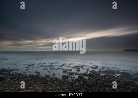 Moody, stormy seascape of Kimmeridge Bay, Dorset Stock Photo