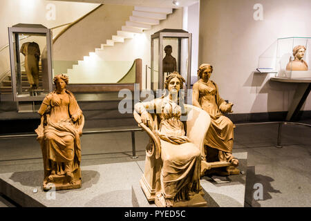 Rome, Italy - September 1, 2017: Ancient statues of women in baths of Diocletian (Thermae Diocletiani) in Rome. Italy Stock Photo