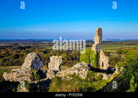 Corfe Castle ruins in Dorset, UK Stock Photo