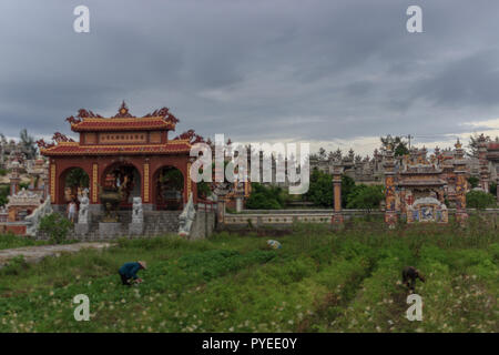 graveyard in the countryside in vietnam Stock Photo