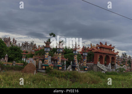 graveyard in the countryside in vietnam Stock Photo