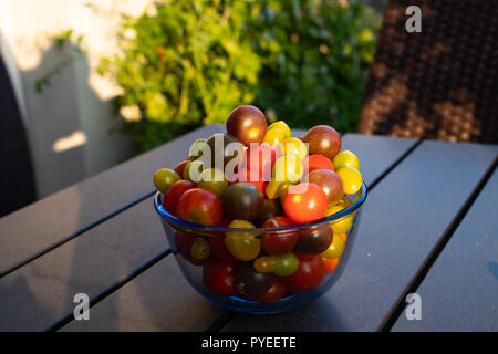 Fresh organic tamatoes on a table Stock Photo