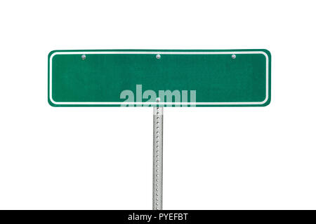 Blank green directional sign isolated on white. Stock Photo