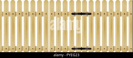 Vector illustration of a wooden fence with a gate Stock Vector