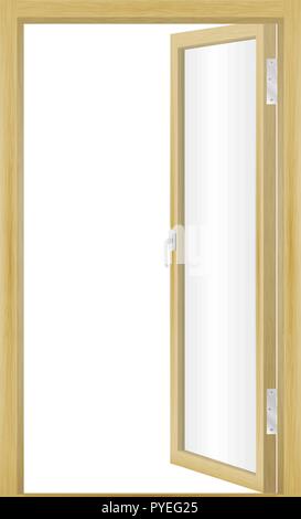Vector illustration of an open wood door Stock Vector