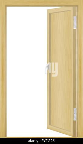 Vector illustration of open wood door Stock Vector