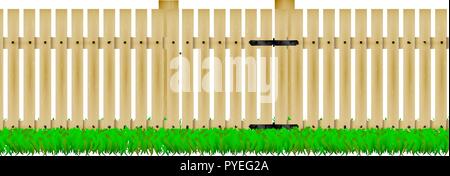 Wooden fence with the door Stock Vector