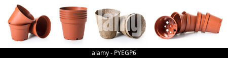 new flower pots, photo set on white isolated background Stock Photo