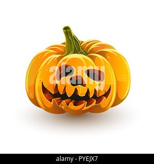 Funny jack-o'-lantern. Halloween pumpkin isolated on white background. Funny toothy Halloween pumpkin Stock Vector