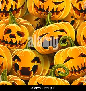 Halloween pumpkins seamless pattern Stock Vector