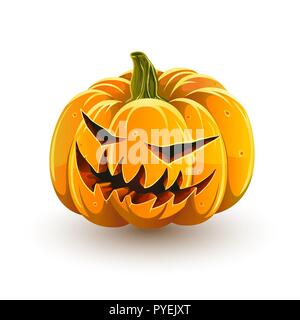 Sinister Halloween pumpkin. Jack-o'-lantern for Halloween isolated on white background Stock Vector