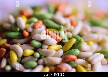 Macro details of sugar coated fennel seeds Indian candy Stock Photo