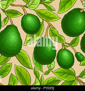 avocado vector pattern on color background Stock Vector